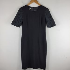 Santorelli Silk Textured Short Sleeve Sheath Dress